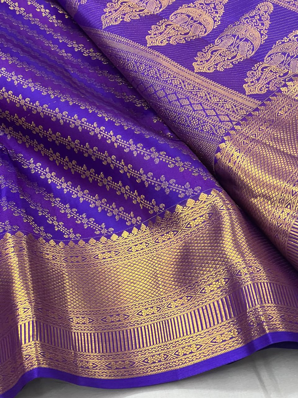 PURPLE ZIG ZAG KANCHI SILK