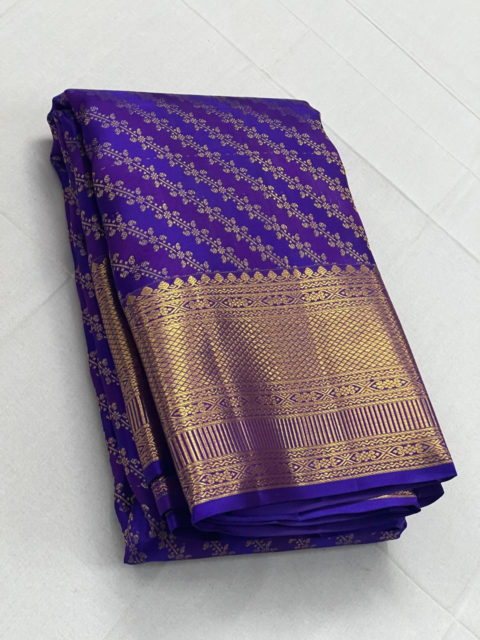 PURPLE ZIG ZAG KANCHI SILK