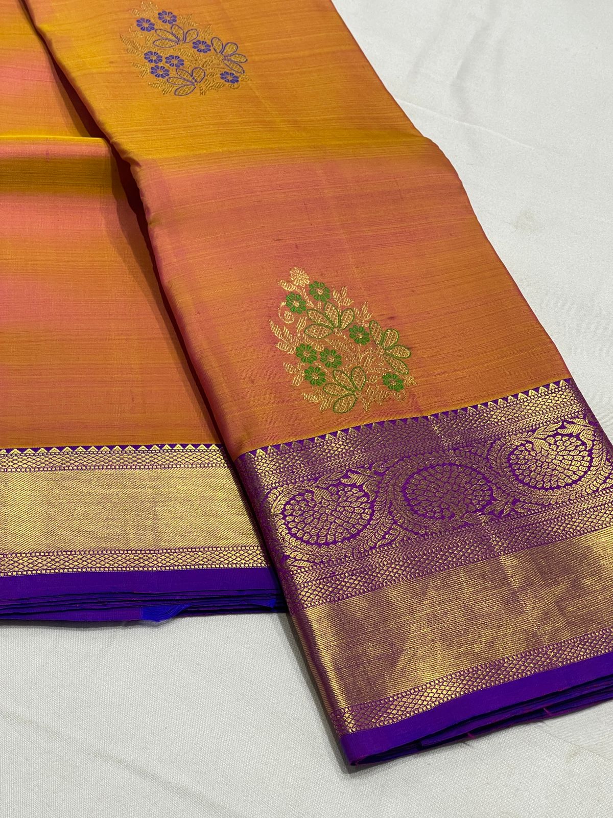 CLASSIC MUSTARD YELLOW/ PURPLE KANCHI SAREE