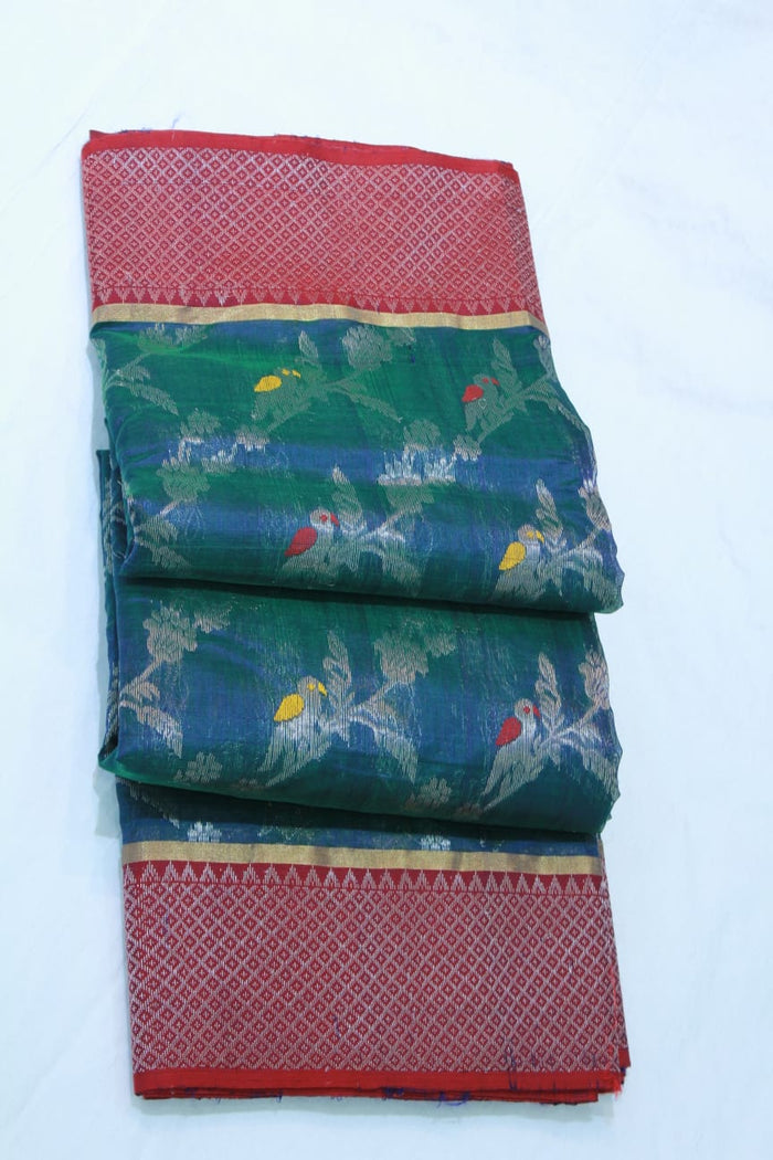 GREEN / BLUE CHANDERI SAREE