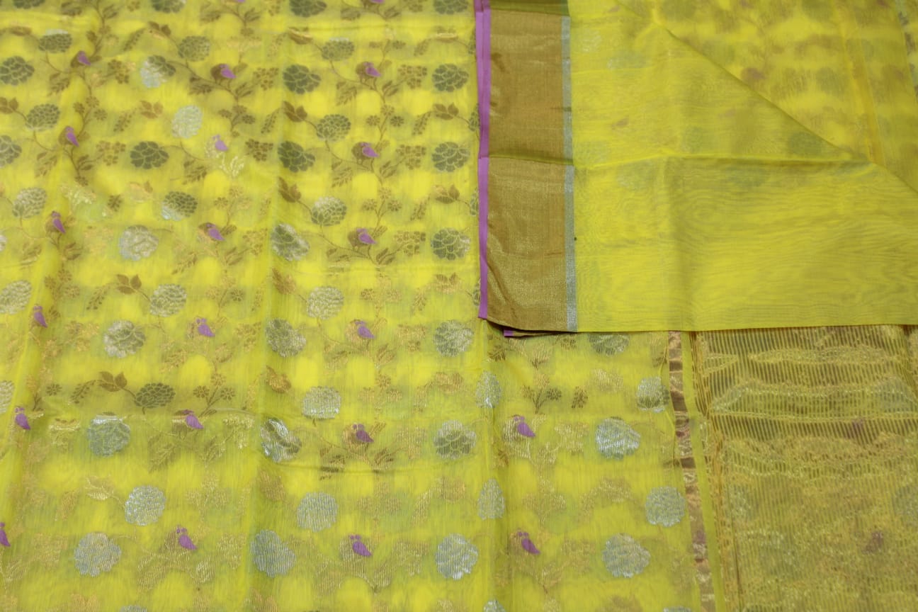 YELLOW CHANDERI SAREE