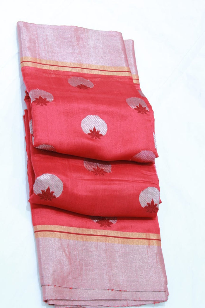 RED CHANDERI SAREE
