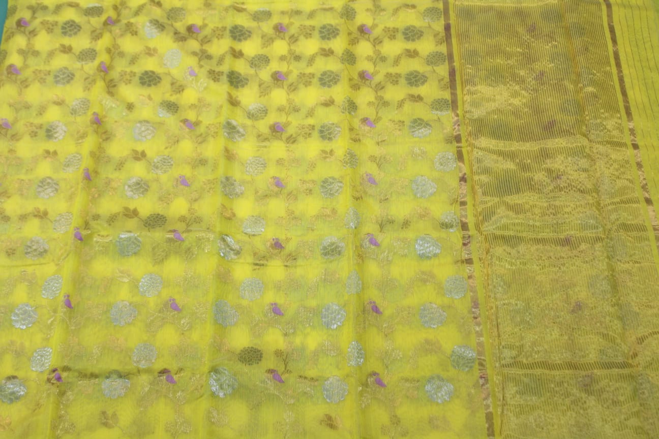 YELLOW CHANDERI SAREE
