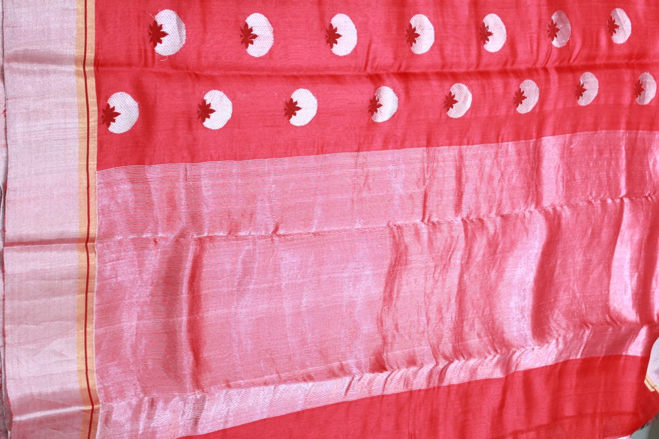 RED CHANDERI SAREE