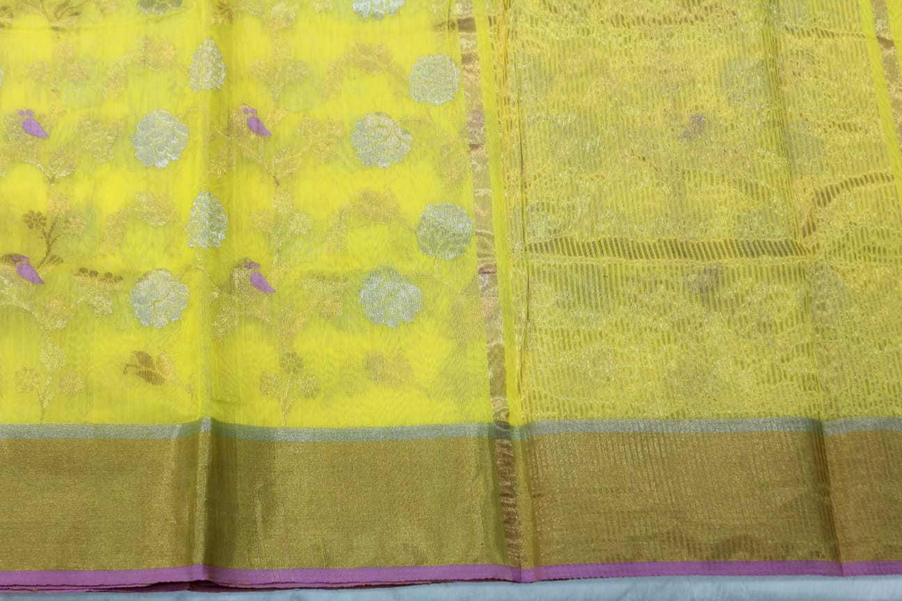 YELLOW CHANDERI SAREE