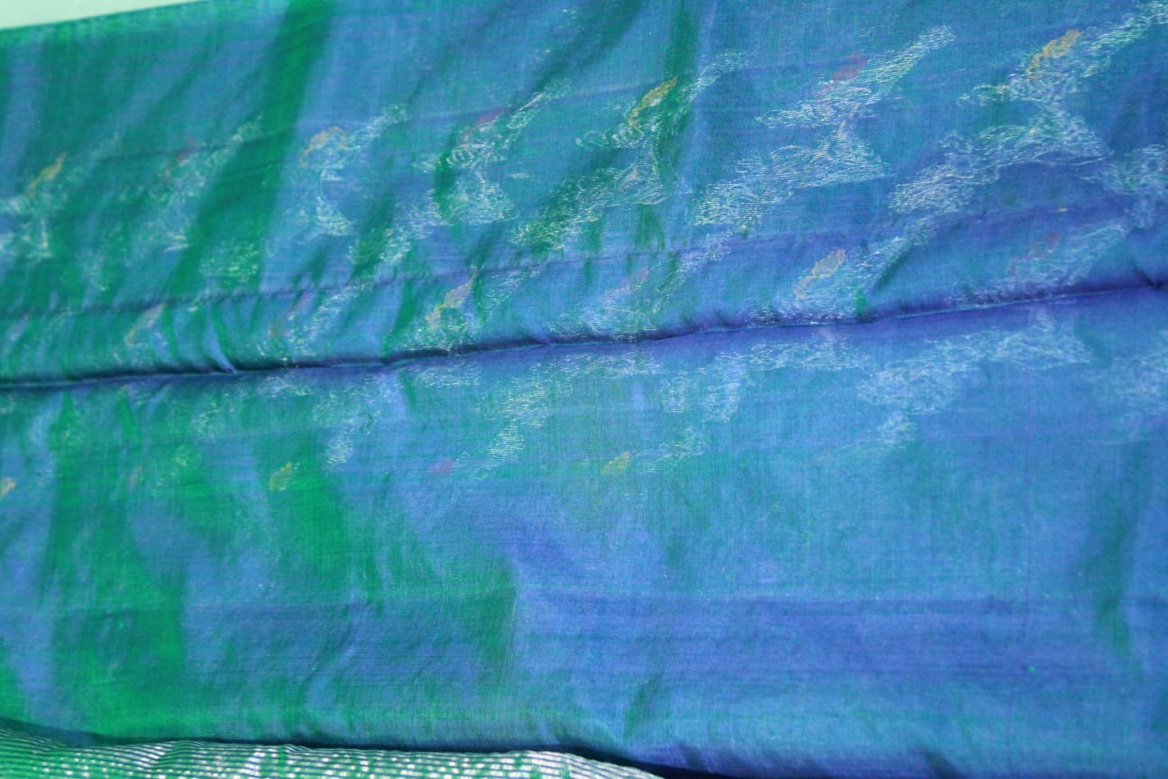GREEN / BLUE CHANDERI SAREE