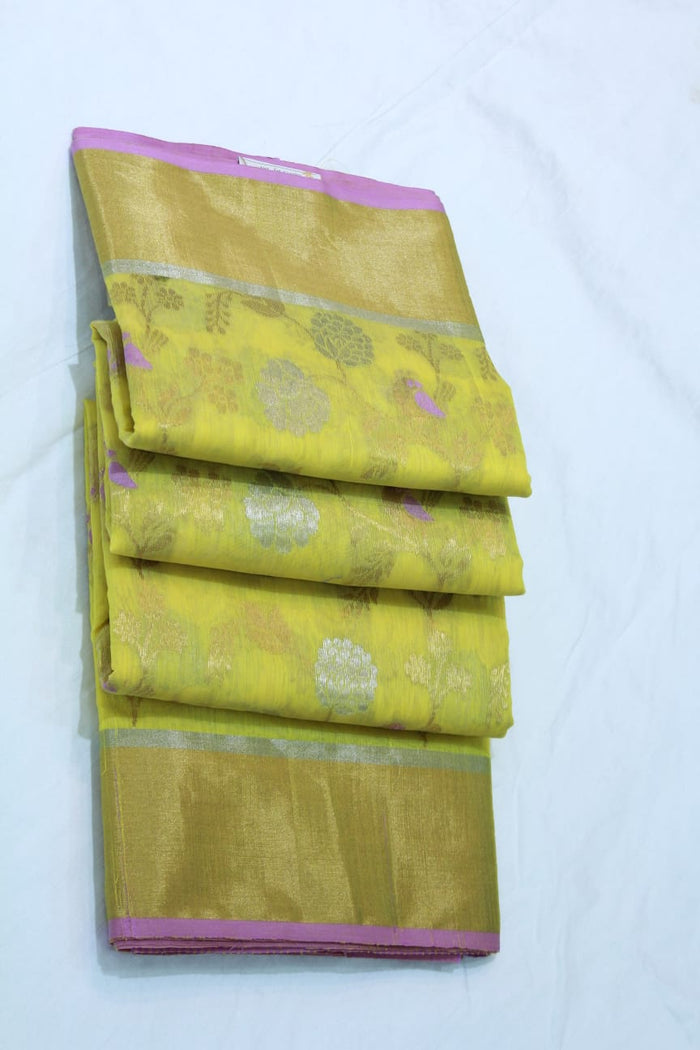 YELLOW CHANDERI SAREE