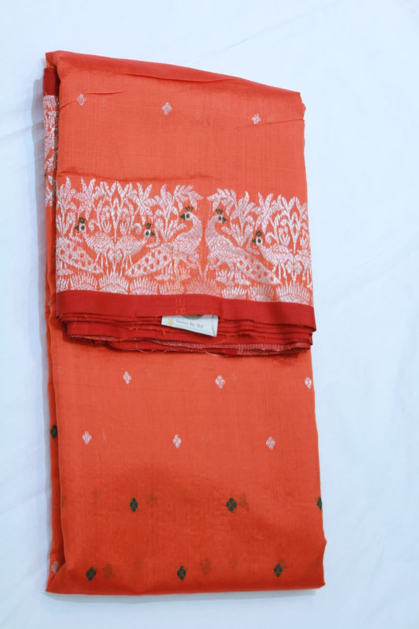 ORANGE CHANDERI SAREE