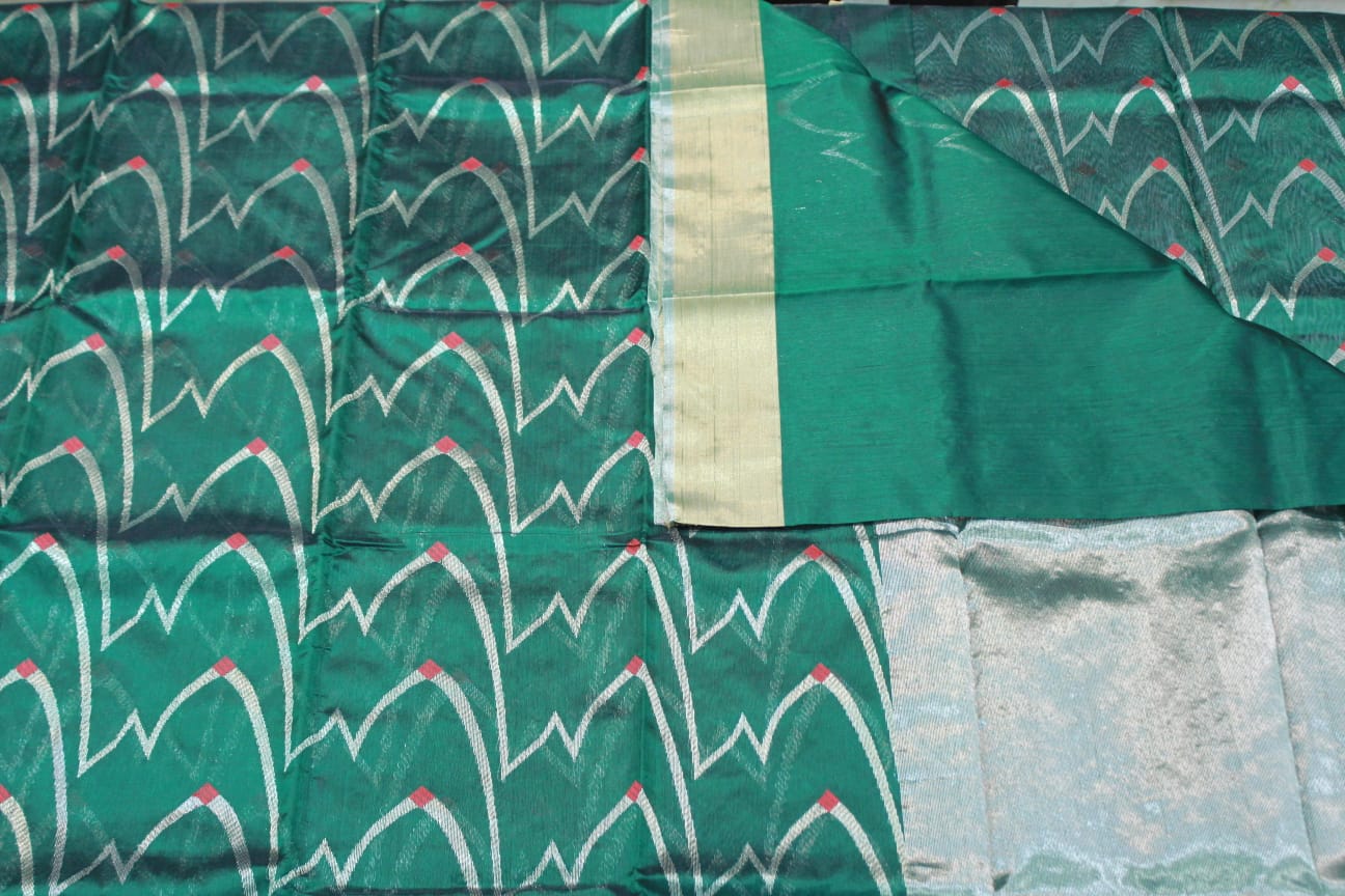 GREEN CHANDERI SAREE