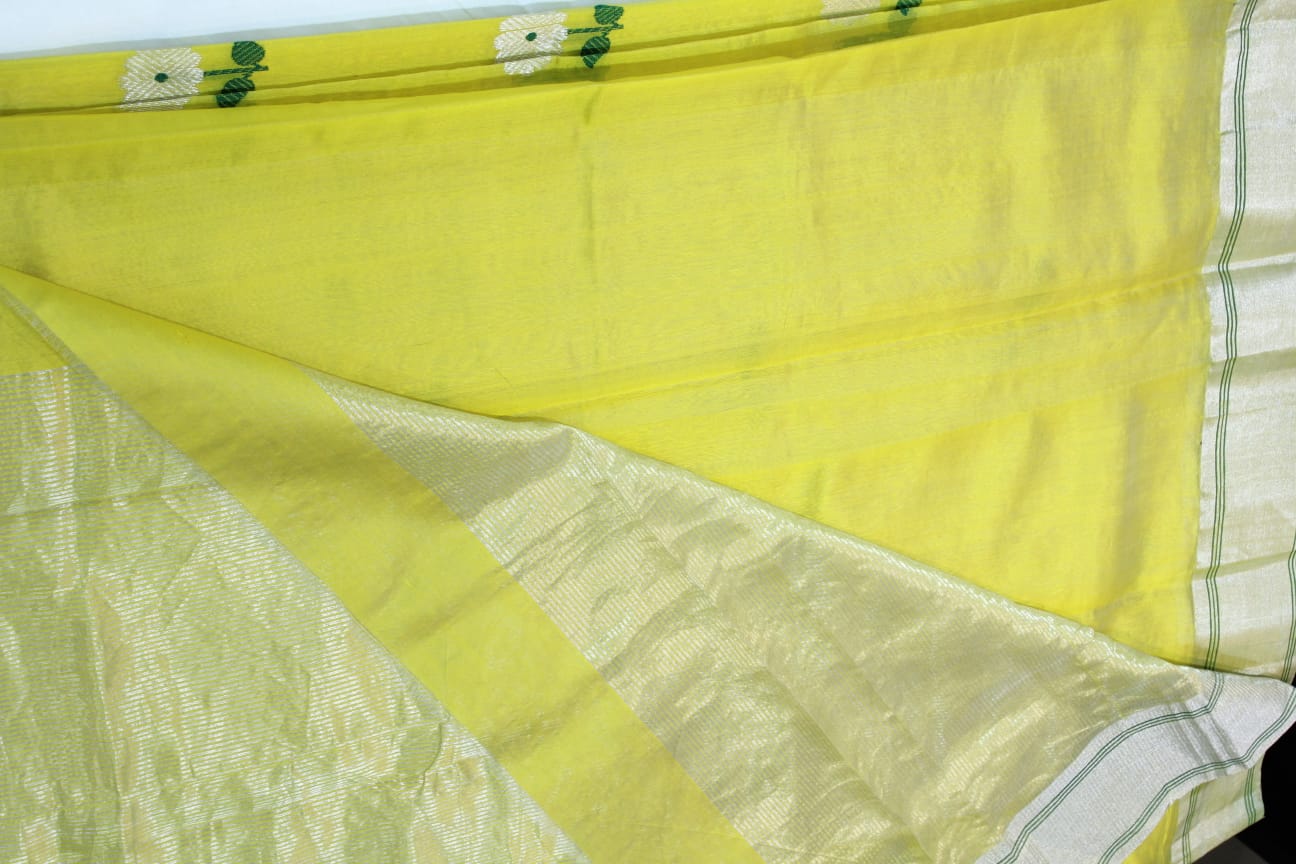 YELLOW CHANDERI SAREE