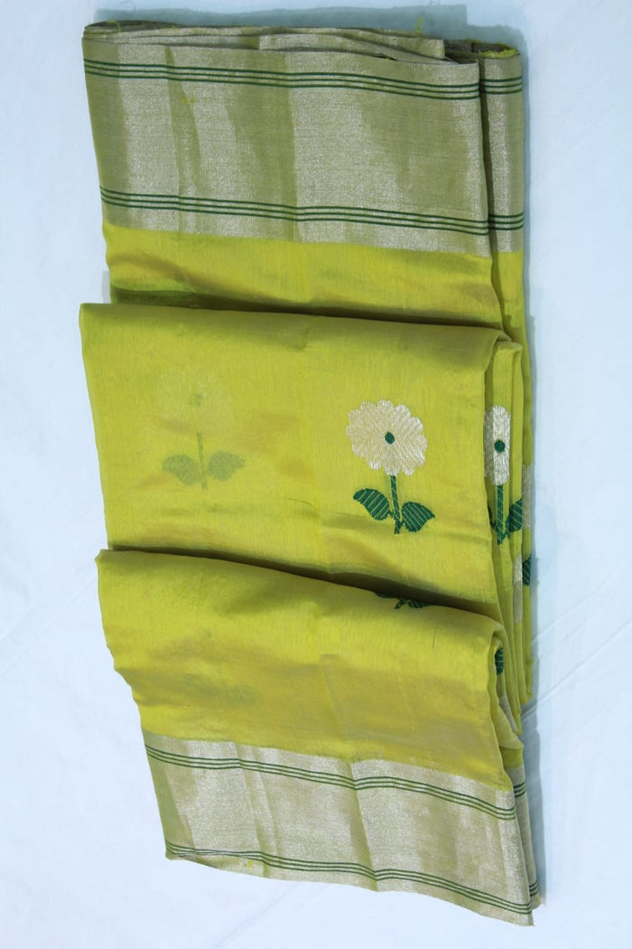 YELLOW CHANDERI SAREE