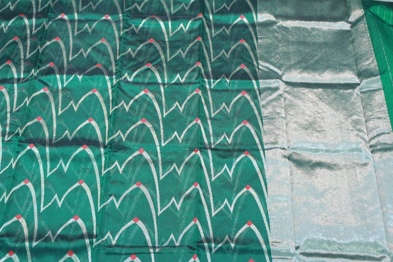 GREEN CHANDERI SAREE