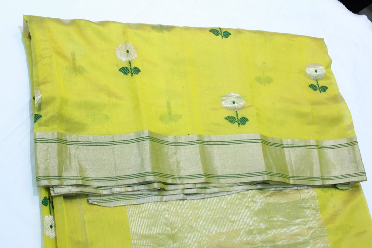 YELLOW CHANDERI SAREE