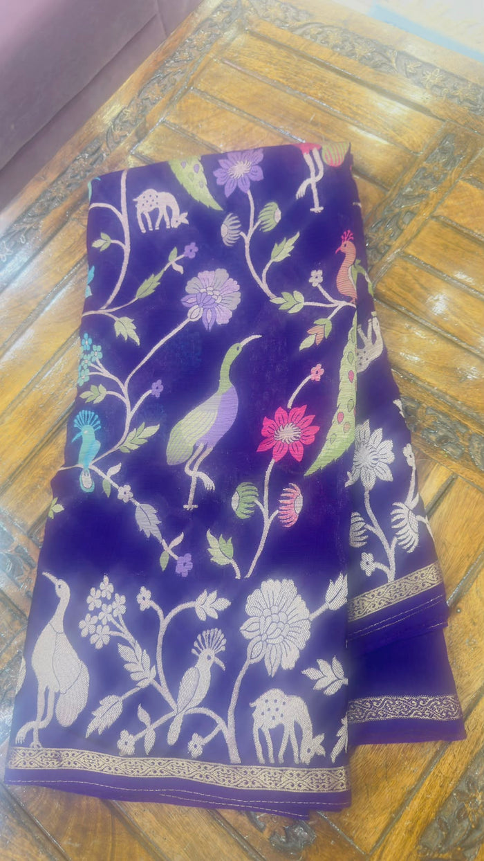 Purple Kota Saree — Zari