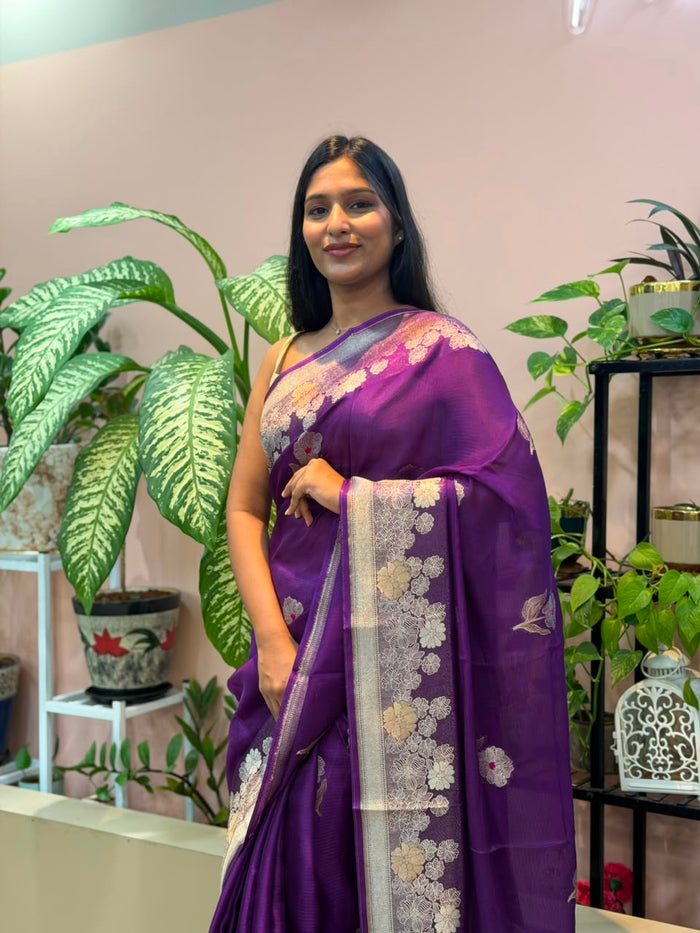Purple Kota Saree