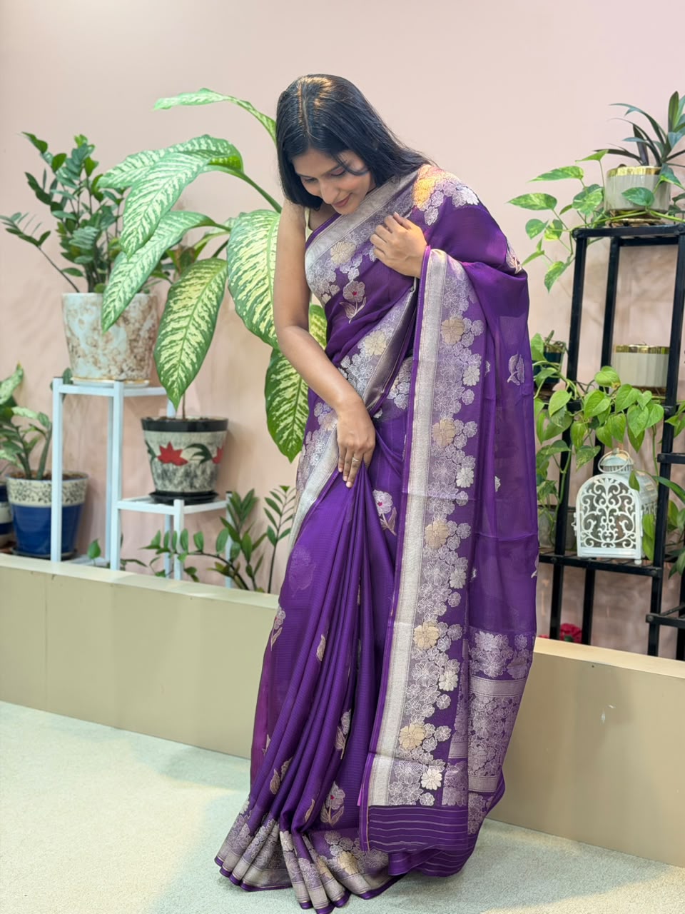 Purple Kota Saree