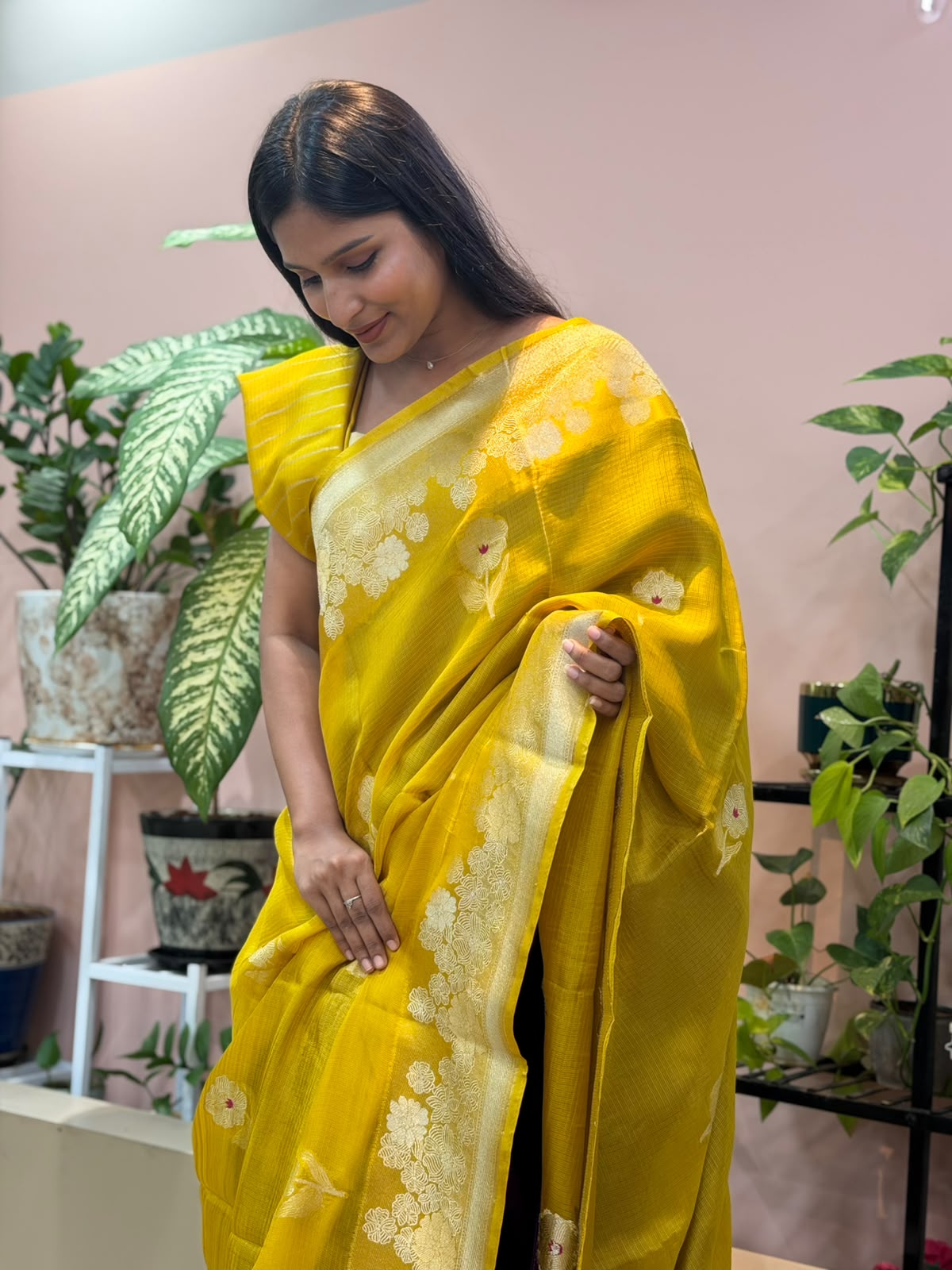 Yellow Kota Saree