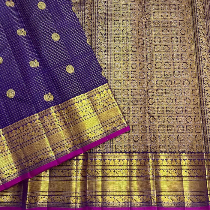 Purple Checks Kanchi Silk