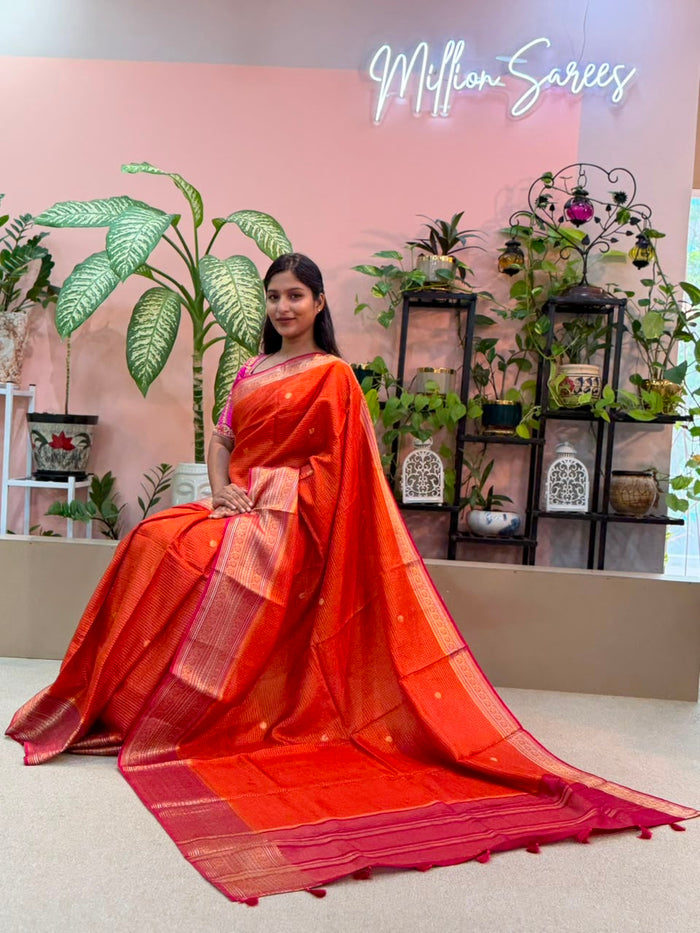 Orange Crape Banarasi Saree