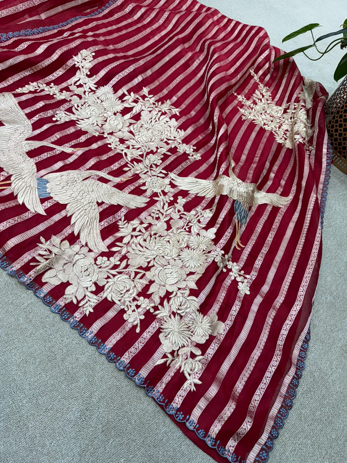 Tissue Organza Stripes Saree