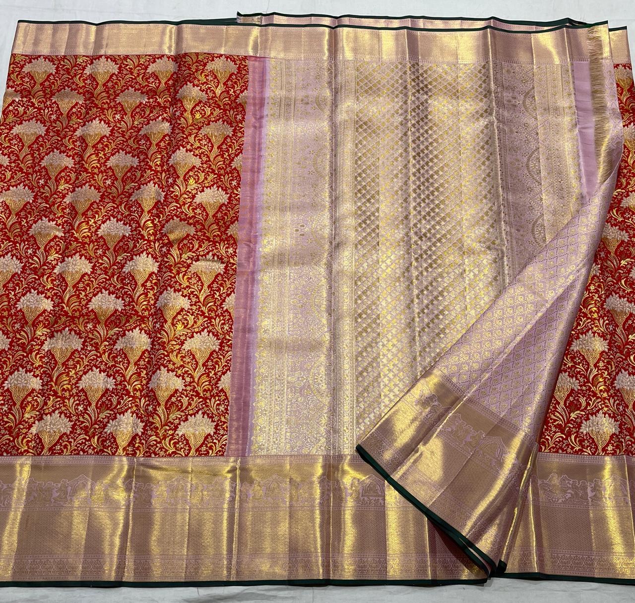 Red Meenakari Kanchi Silks