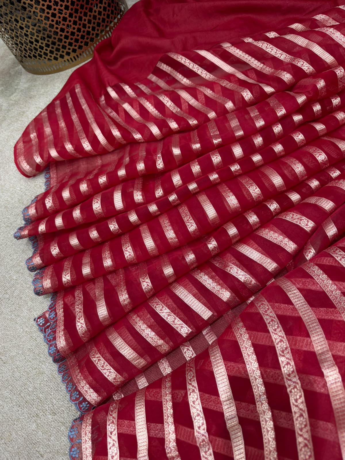 Tissue Organza Stripes Saree
