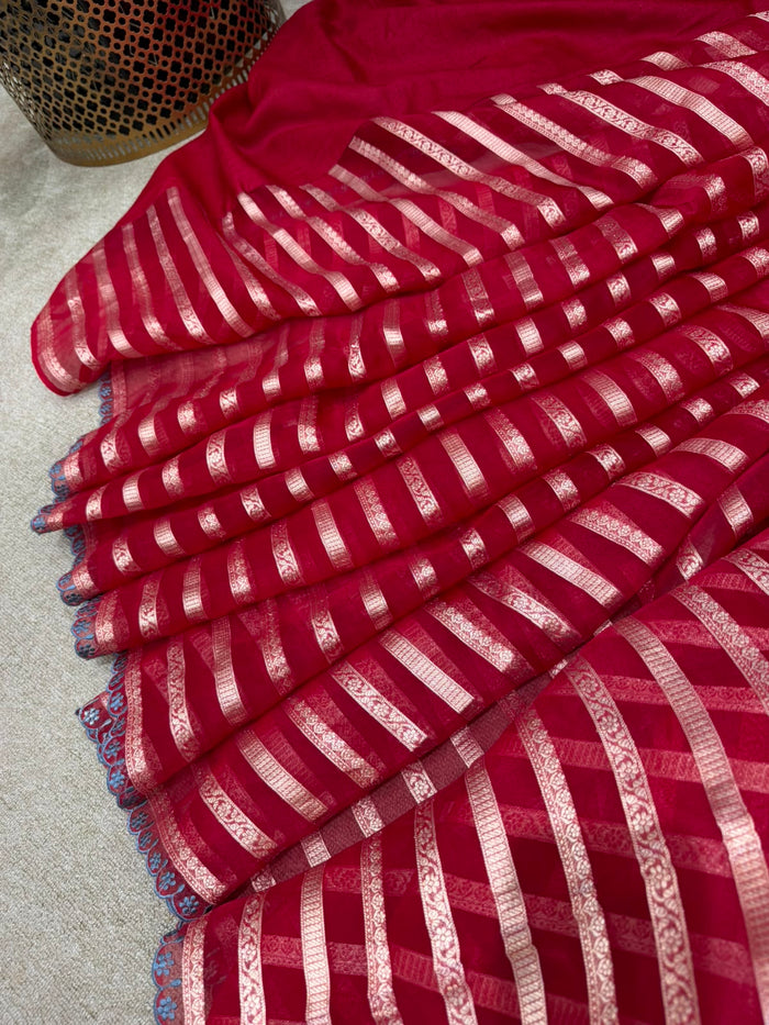 Tissue Organza Stripes Saree