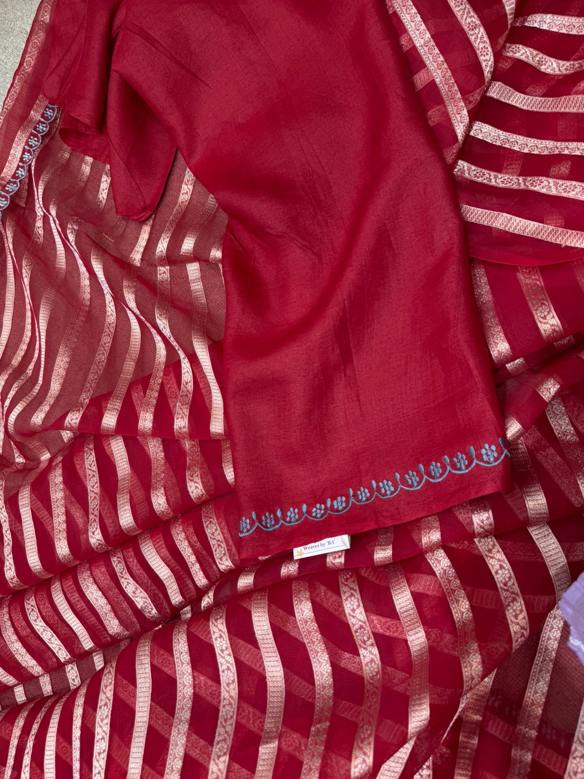 Tissue Organza Stripes Saree