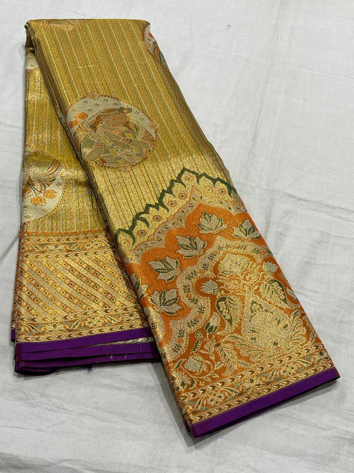 Gold Meenakari Kanchi Silks