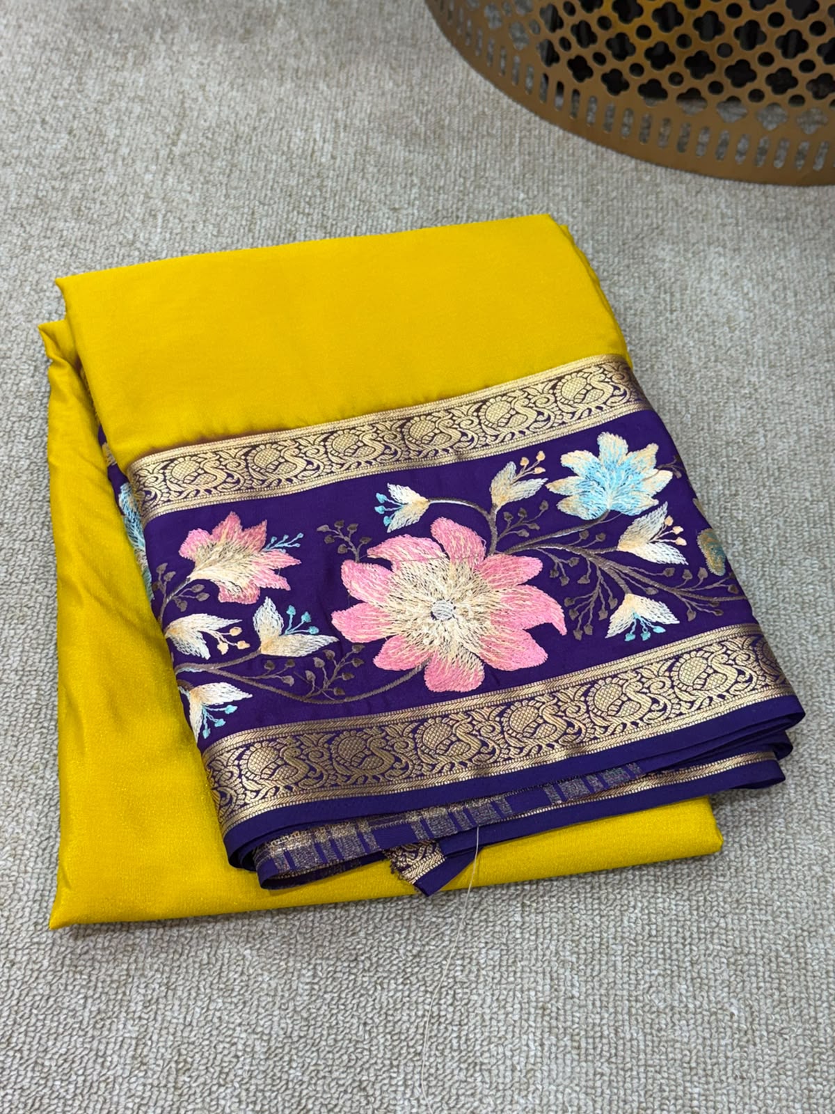 YELLOW FANCY MYSORE SILK
