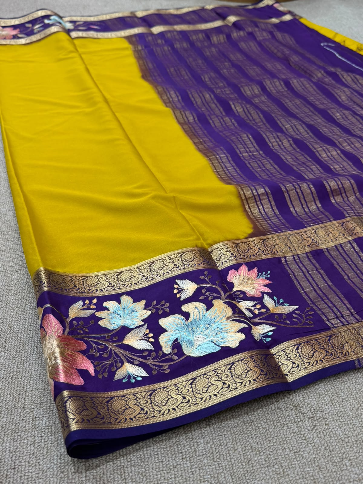 YELLOW FANCY MYSORE SILK