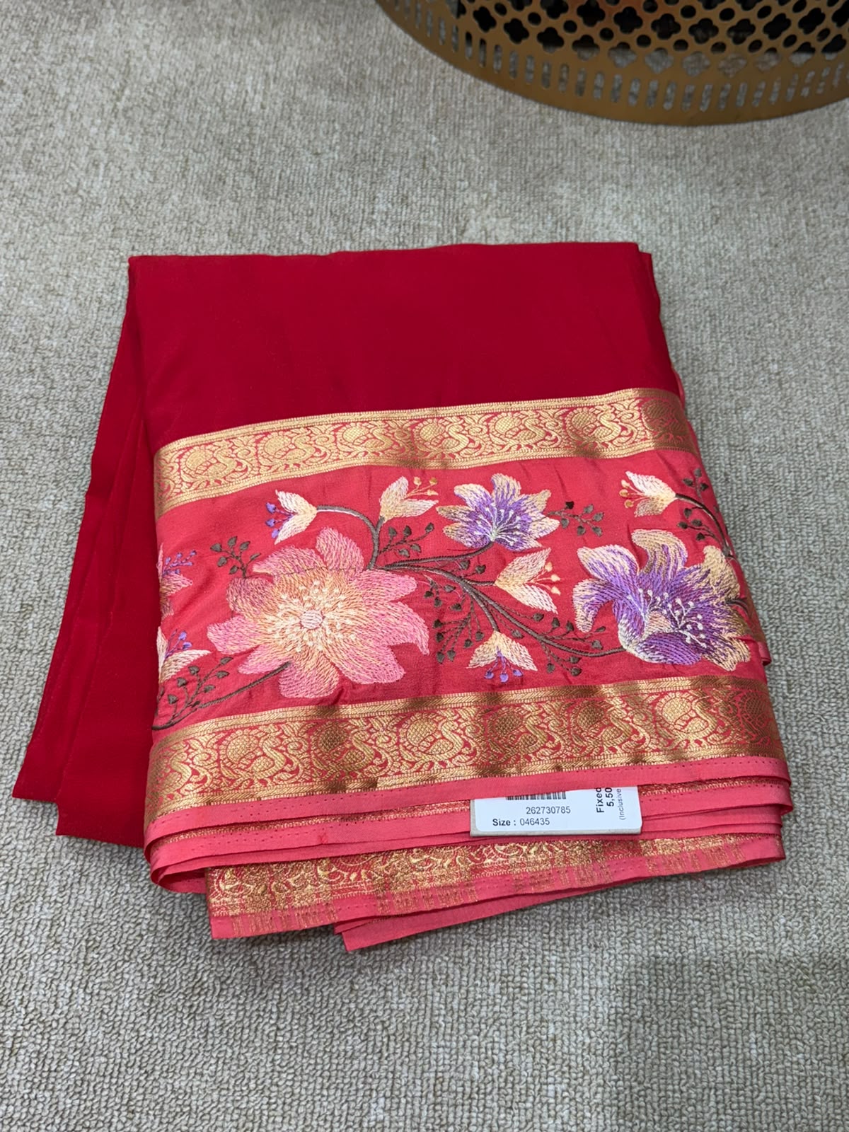 PEACH RED FANCY MYSORE SILK