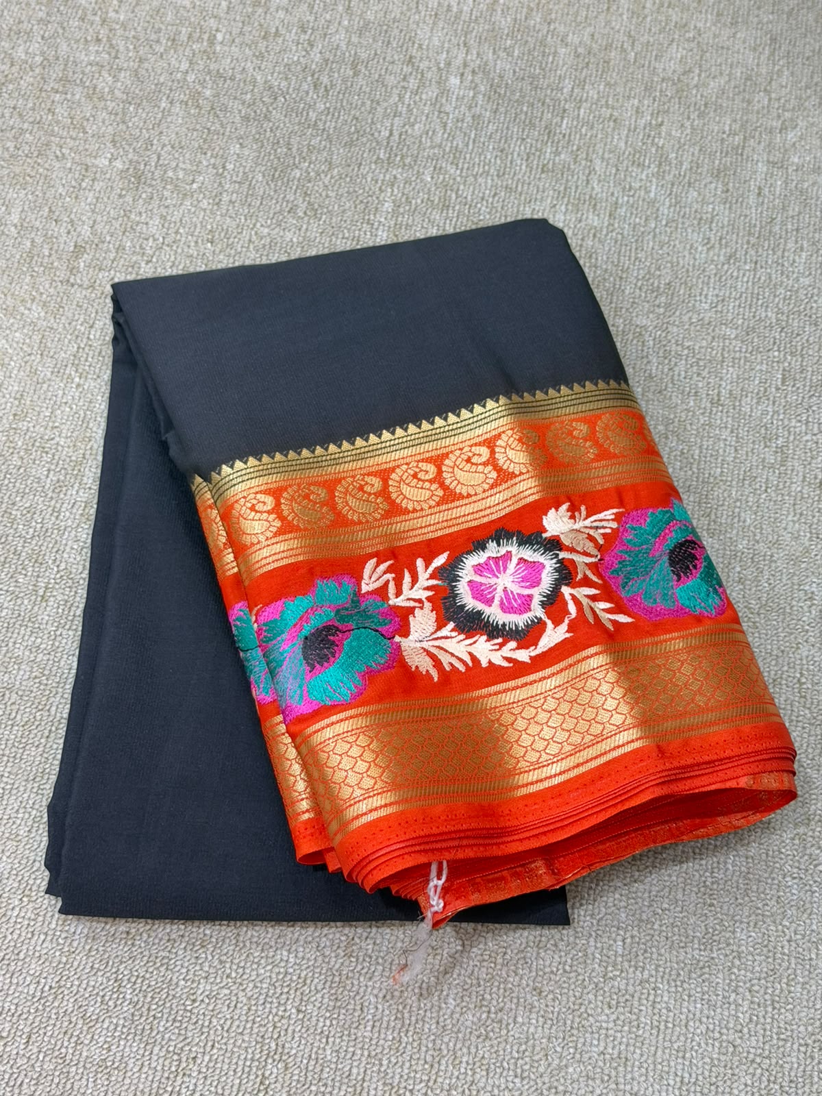 BLACK RED FANCY MYSORE SILK