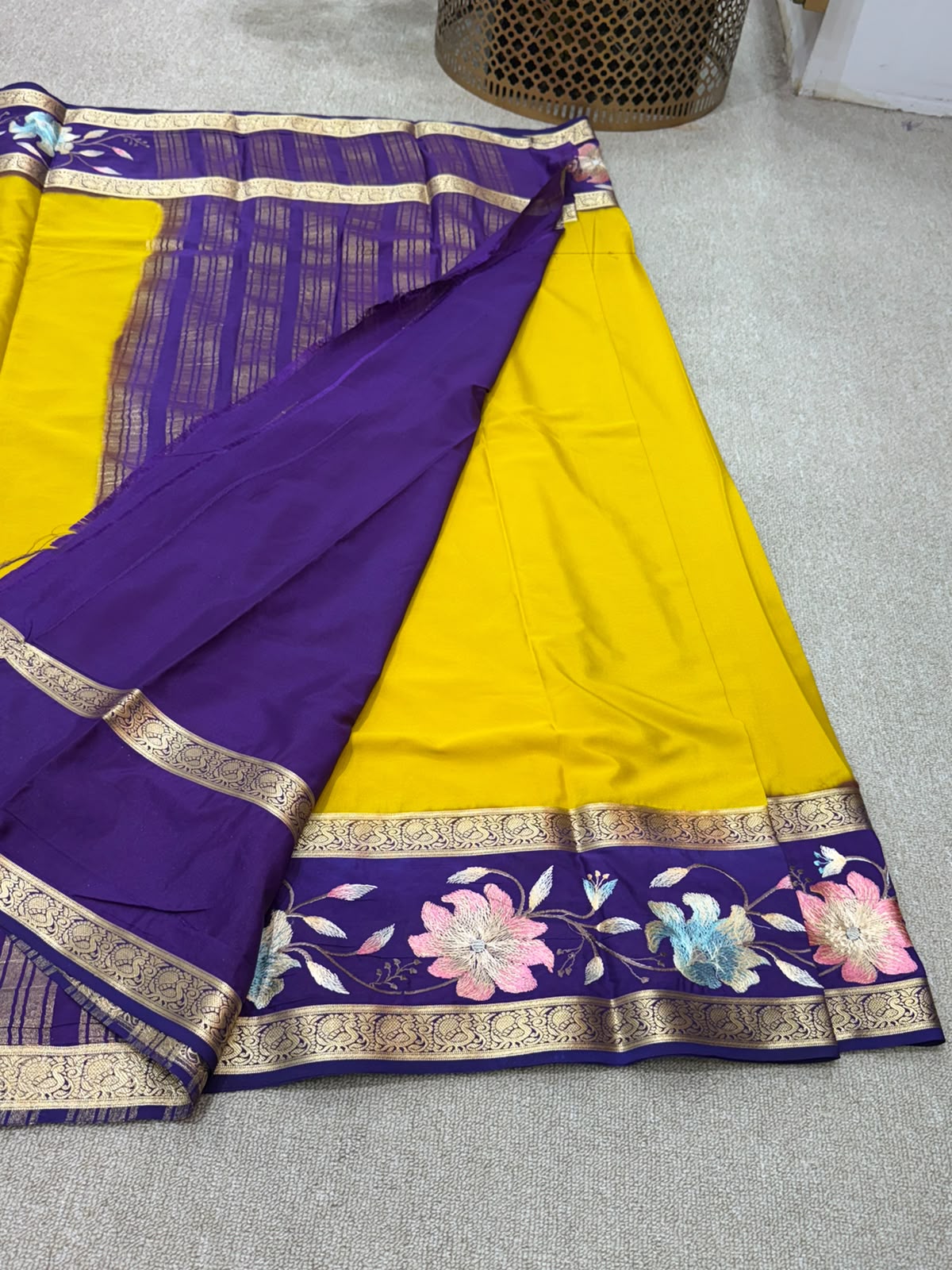 YELLOW FANCY MYSORE SILK
