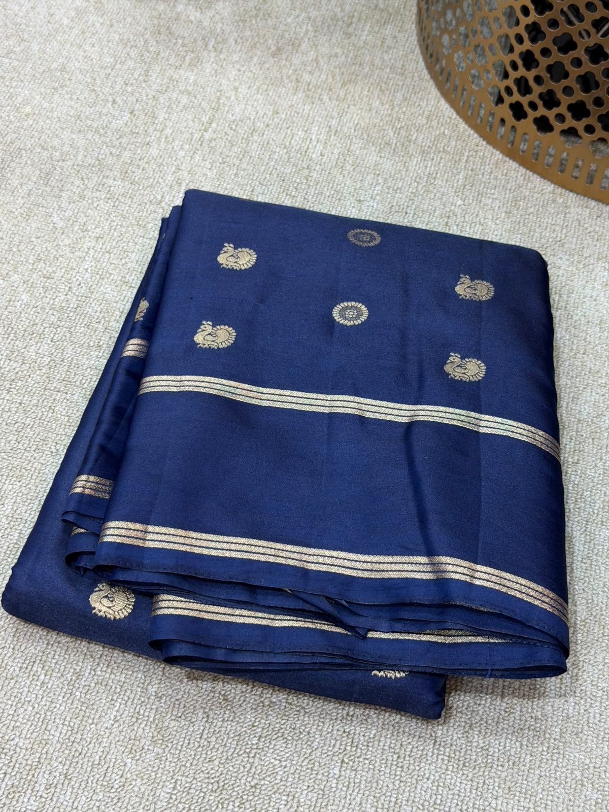 SOFT SILK NAVY BLUE SAREE GAP BORDER