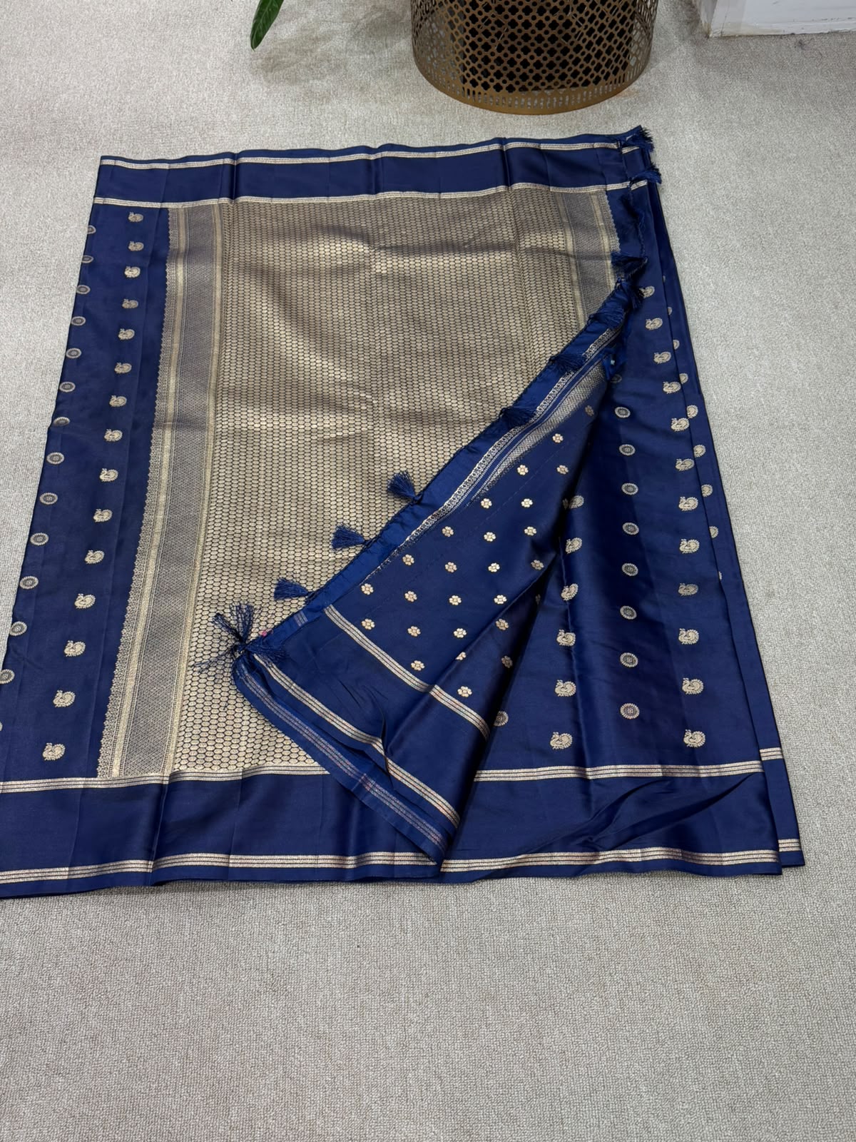 SOFT SILK NAVY BLUE SAREE GAP BORDER