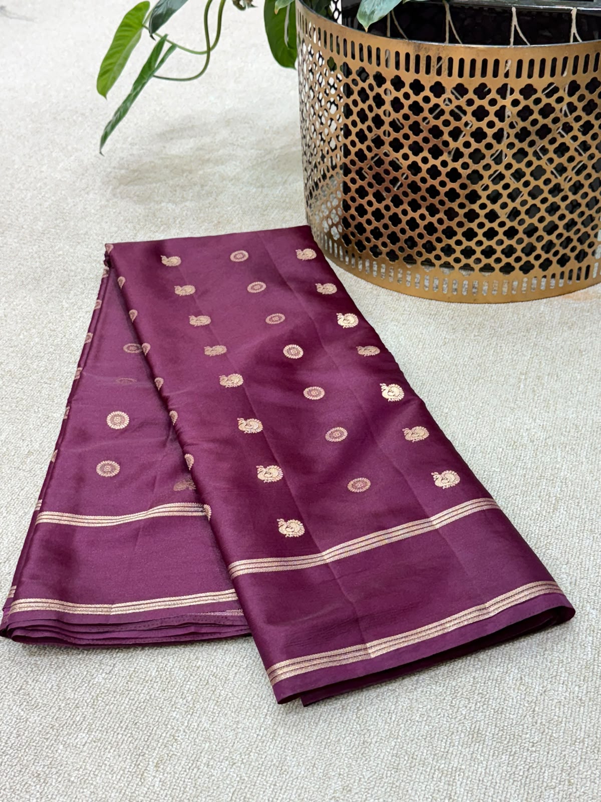 SOFT SILK MAROON SAREE GAP BORDER