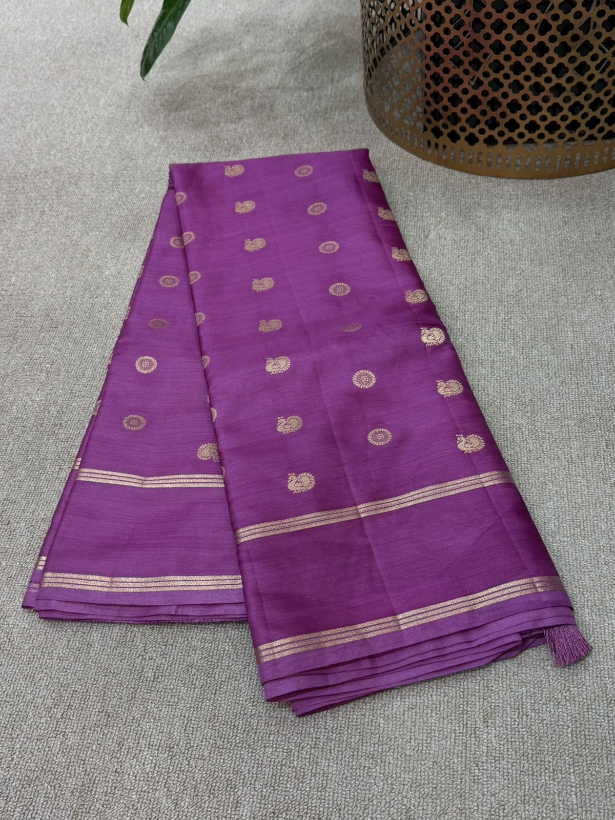 SOFT SILK PURPLE SAREE GAP BORDER