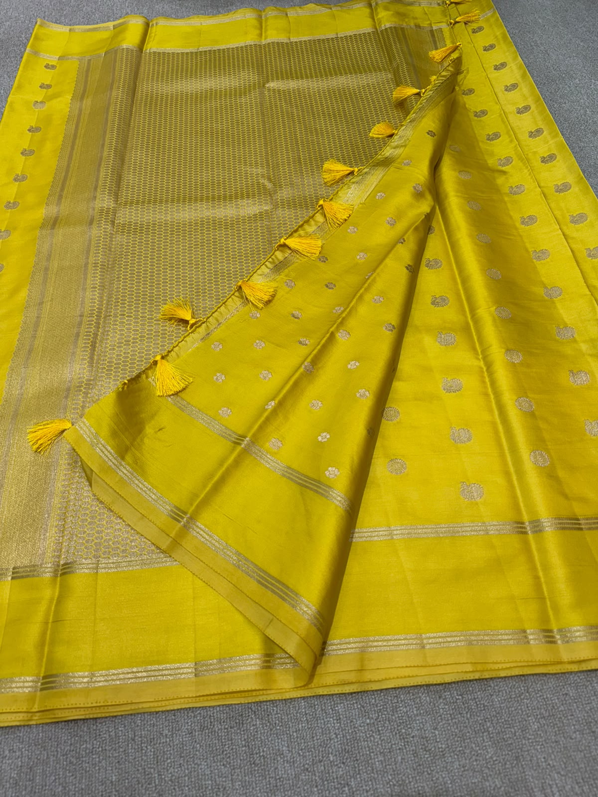 SOFT SILK YELLOW SAREE GAP BORDER