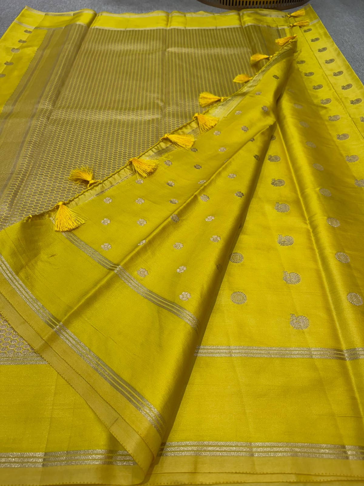 SOFT SILK YELLOW SAREE GAP BORDER