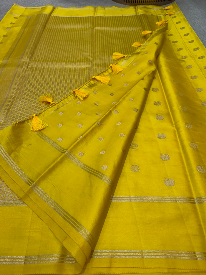SOFT SILK YELLOW SAREE GAP BORDER