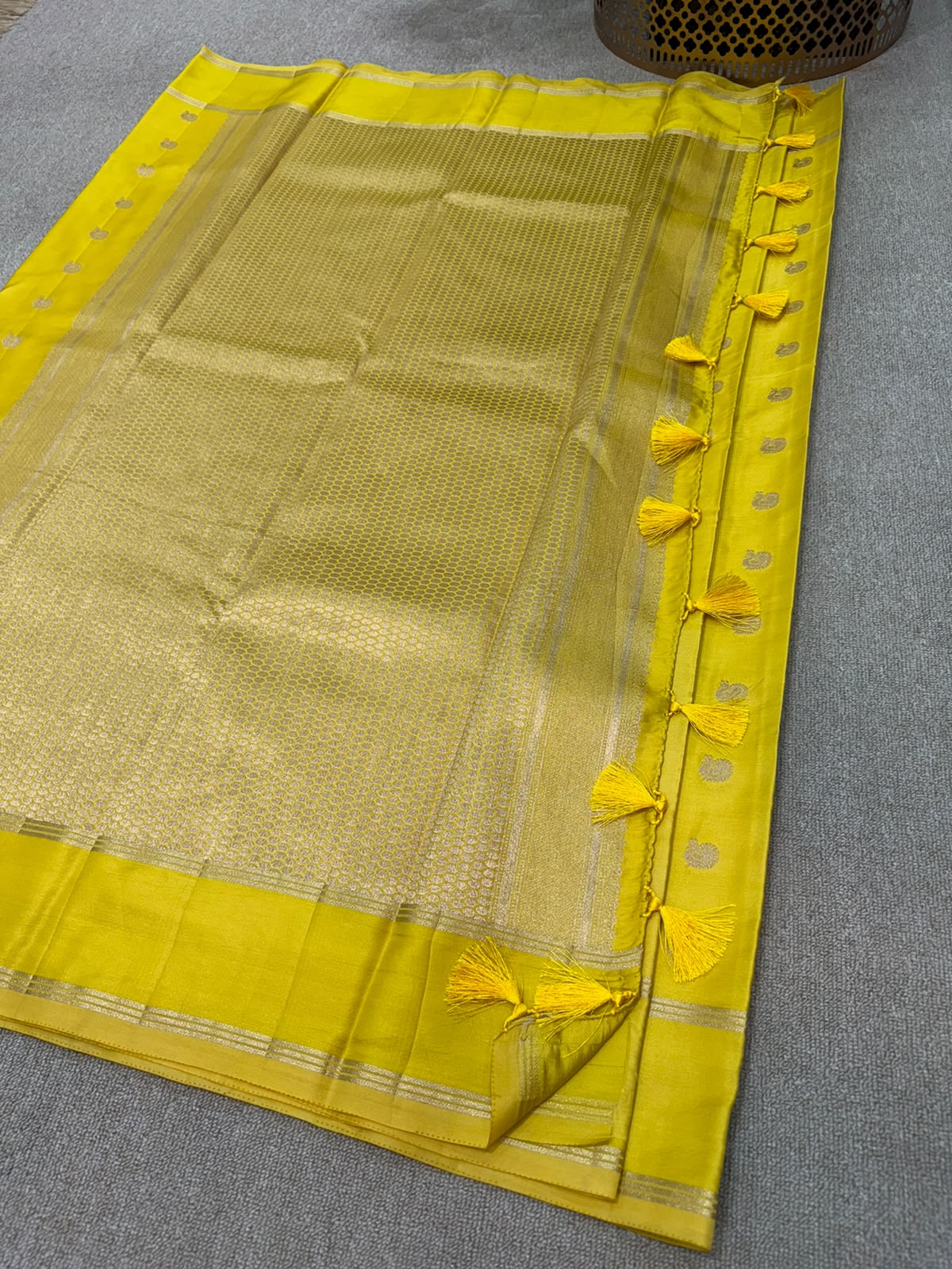 SOFT SILK YELLOW SAREE GAP BORDER