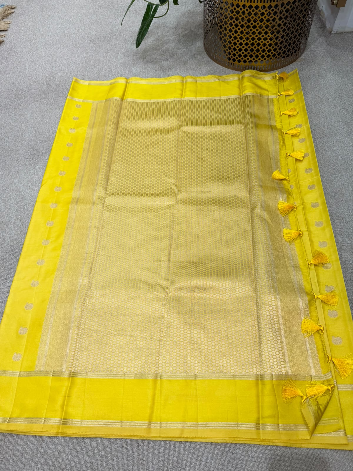 SOFT SILK YELLOW SAREE GAP BORDER