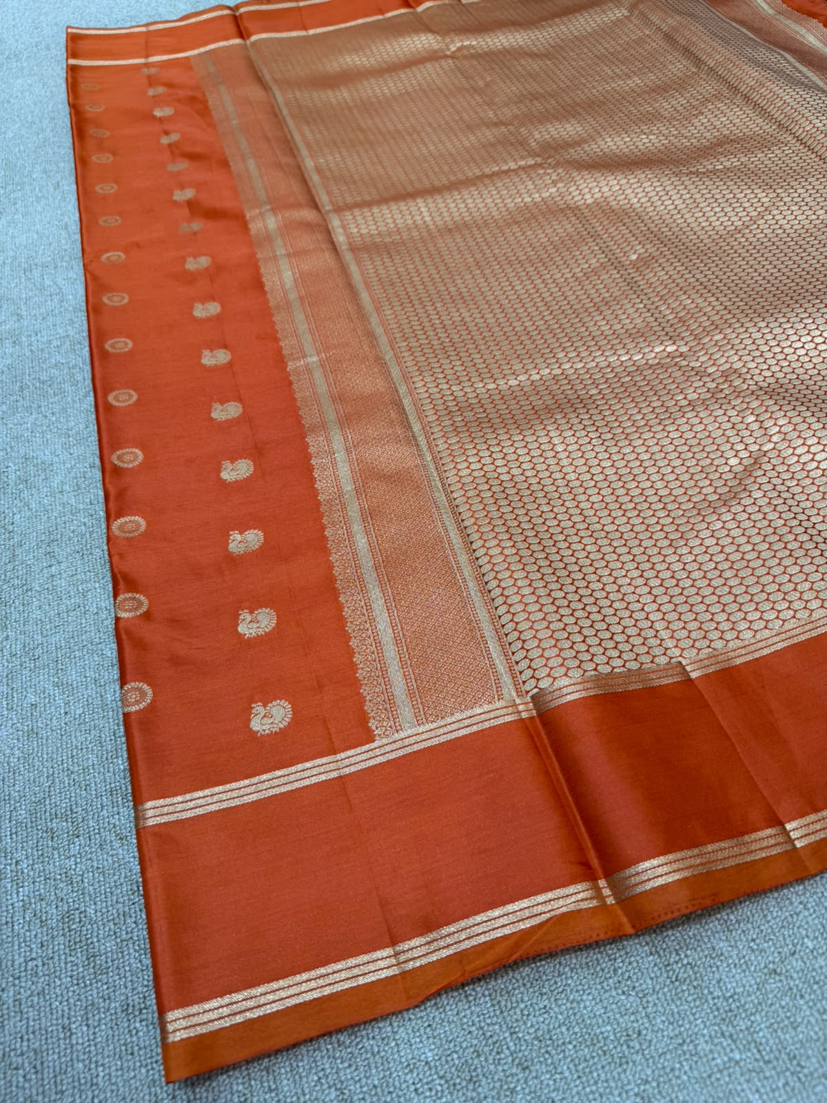 SOFT SILK ORANGE SAREE GAP BORDER