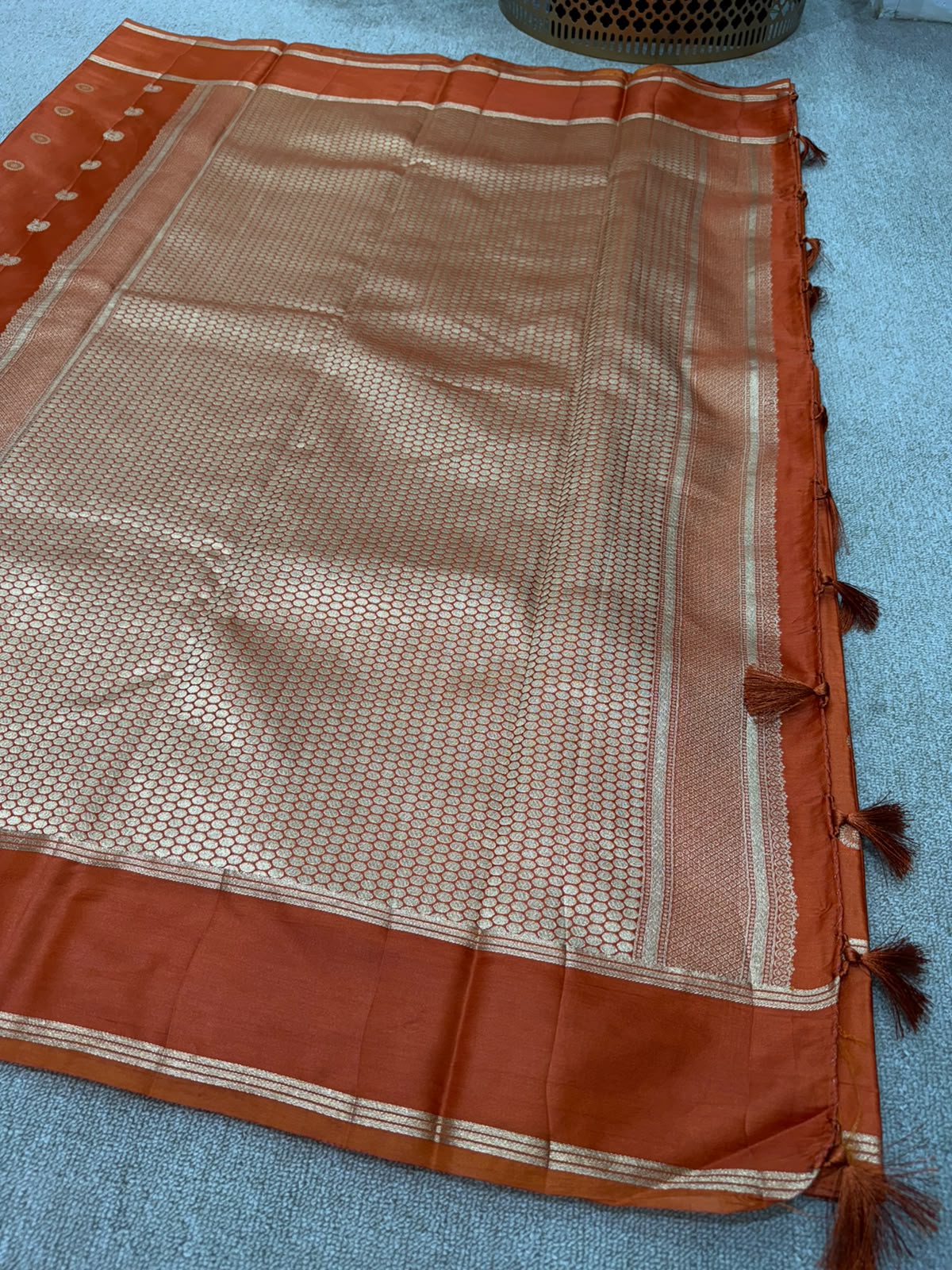 SOFT SILK ORANGE SAREE GAP BORDER