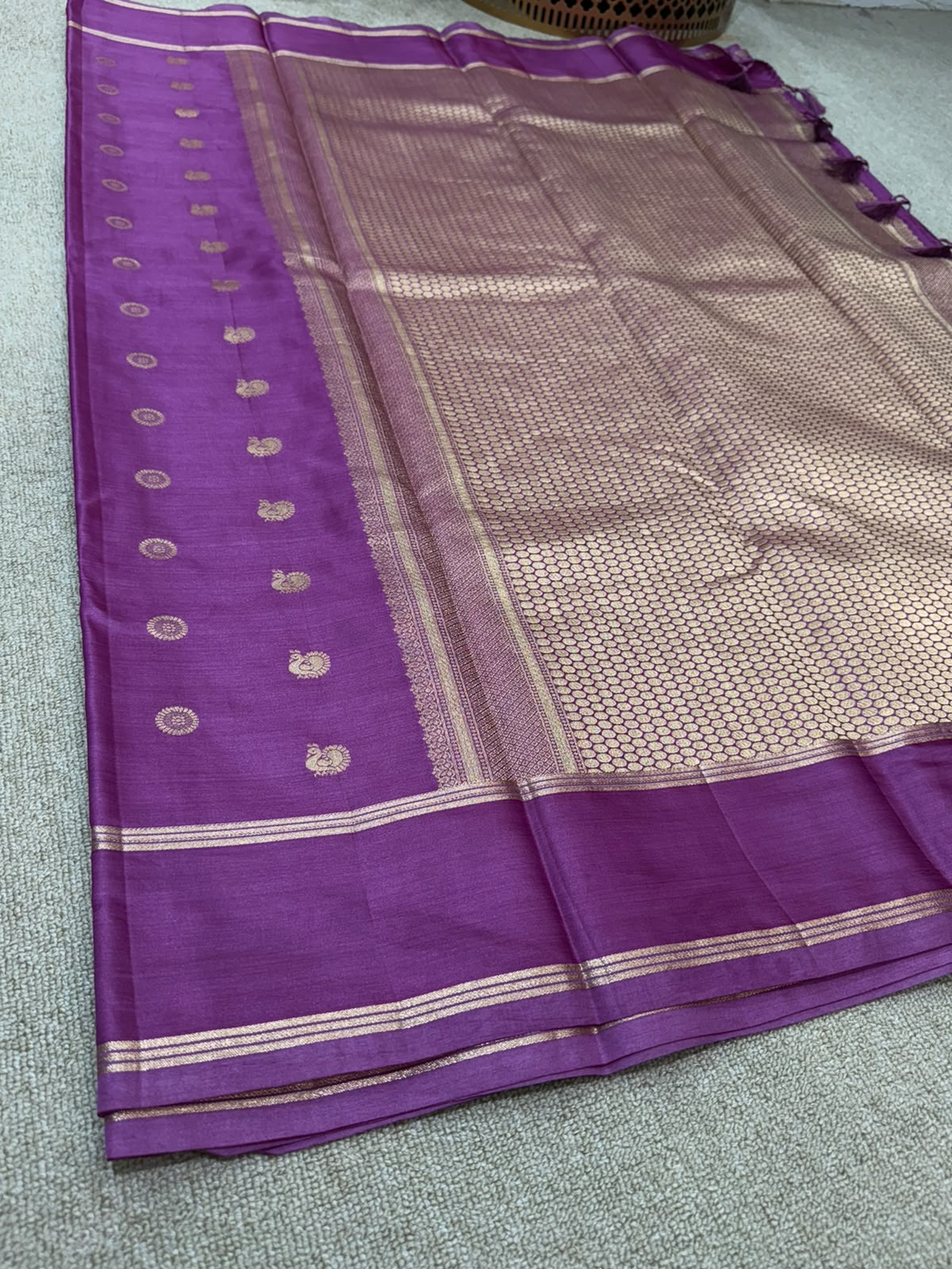 SOFT SILK PURPLE SAREE GAP BORDER