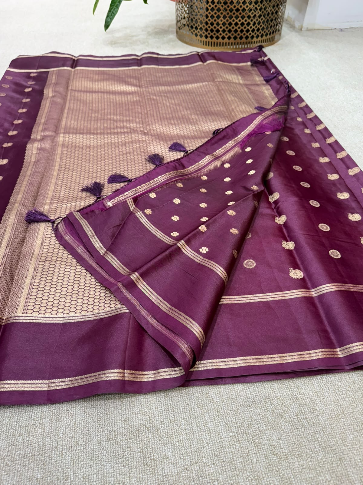 SOFT SILK MAROON SAREE GAP BORDER