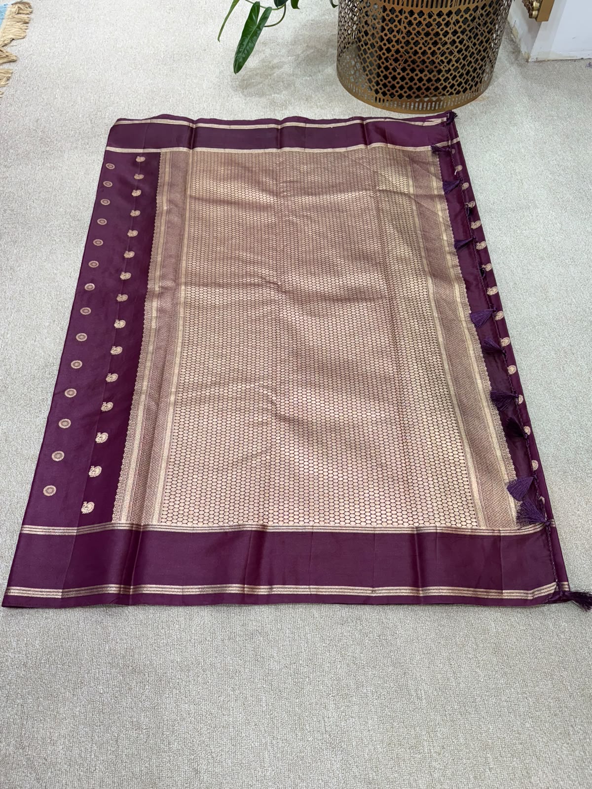SOFT SILK MAROON SAREE GAP BORDER