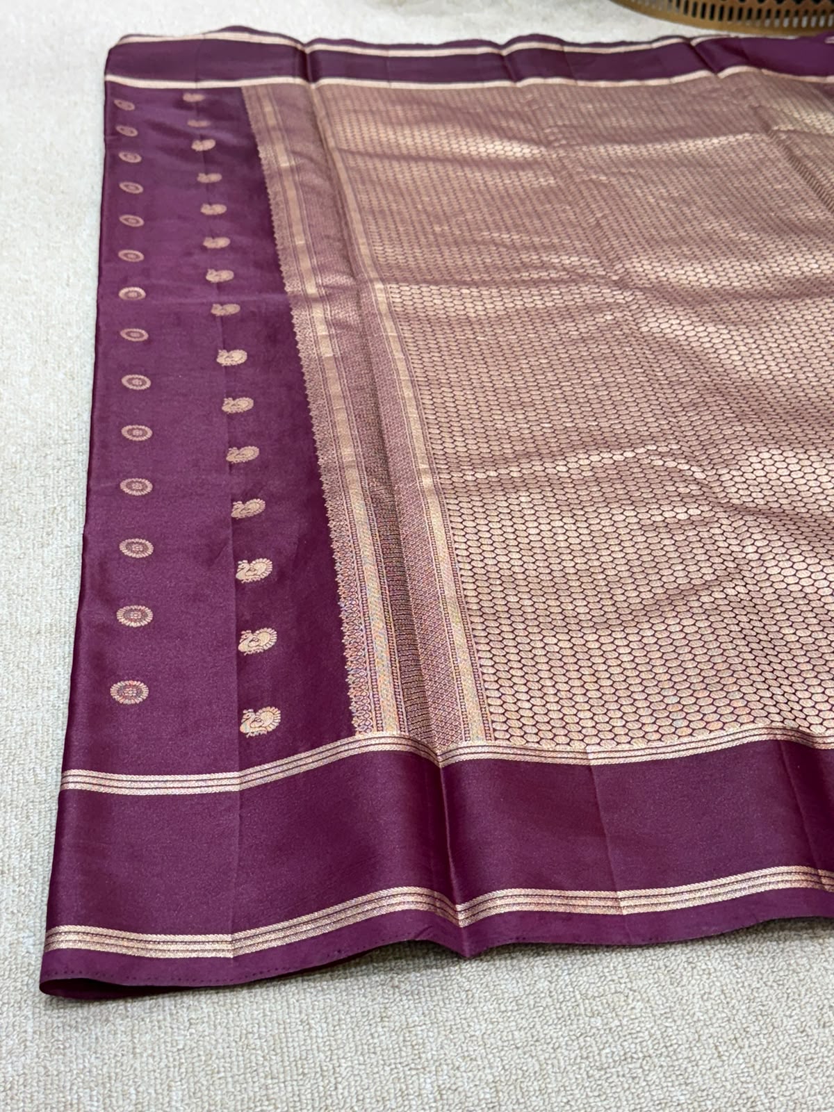 SOFT SILK MAROON SAREE GAP BORDER