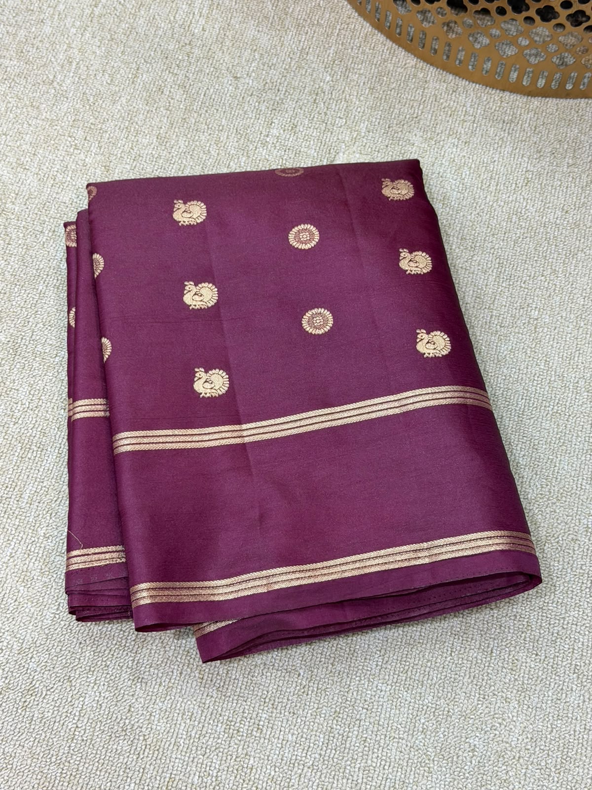 SOFT SILK MAROON SAREE GAP BORDER